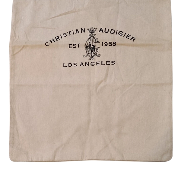 CHRISTIAN AUDIGIER LOS ANGELES Est. 1958 Tan Logo Drawstring Dust Bag 18 x 12.5" - Picture 4 of 12